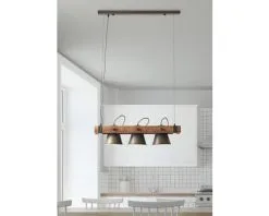 BRILLIANT Hanglamp Decca 3-lichts Hout-zwart