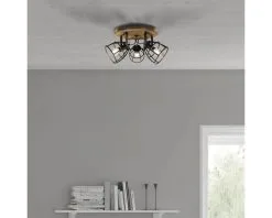 CHERICONI Plafondspot Aperto 3-lichts Zwart/hout