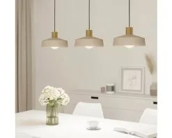 EGLO Hanglamp Valdiola 3-lichts Zandkleur-geborsteld Messing